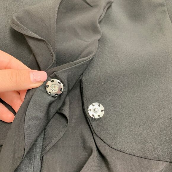 LT LanTing Bride Blazer Womens 6 Black Cascading Ruffle Front Peplum Hem Padded - Picture 13 of 15